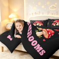 thumbnail image 4 of Homewish Kawaii Cartoon Mushrooms 7 Pieces Full Size Bedding Sets,Letter Heart Full Size Bed in a Bag,Black Red,Black Reversible, 4 of 8
