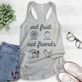 thumbnail image 2 of Eat Fruit Not Friends Tank Top, Ladies Racerback Tank Top, Cute Vegan Tank, Funny Vegan Tank, Silver Gray, Medium, 2 of 3