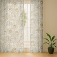thumbnail image 6 of Vargottam Botanical Pattern Sheer Curtains for Short Windows - Set of 2 Panels, 63", Grommet Top, Printed Georgette, Light Filtering Drapes for Kitchen or Bedroom, 6 of 9