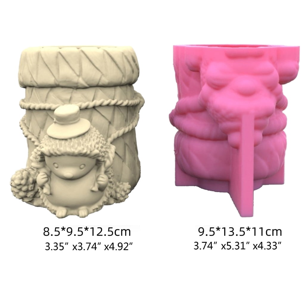 Geemin 3D Brush Pot Silicone Soap Molds Candle Molds Hedgehog Clay Mould Cake Mold