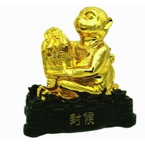 Feng Shui Golden Chinese Zodiac Monkey Statue Figurine Home Office Decoration Blessing Gift