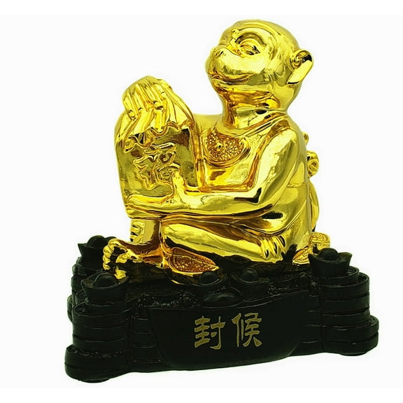 Feng Shui Golden Chinese Zodiac Monkey Statue Figurine Home Office Decoration Blessing Gift