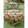 thumbnail image 3 of Outdoor Tablecloth with Umbrella Hole and Zipper, Hello Autumn Round Table Cloth 54 Inch Waterproof Tablecloth, Fall Pumpkins Thanksgiving Maple Leaf Picnic Table Cover for Patio Camping, 3 of 7