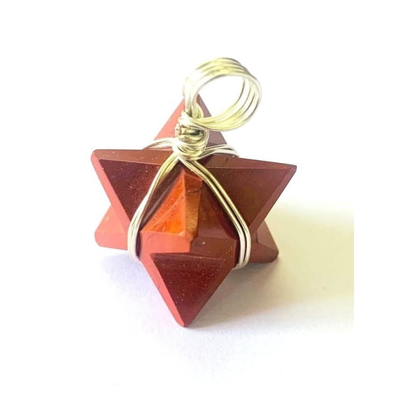 crystalmiracle Red Jasper Gemstone 18 Mm Merkaba Star Pendant Crystal Healing Fashion Accessory Gift Handcrafted
