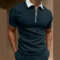 thumbnail image 3 of Akiihool Polo T Shirts for Men Slim Fit Men's Polo Shirts Casual Short Sleeve Button Down Summer Cotton Pique Shirts (Navy,XL), 3 of 3