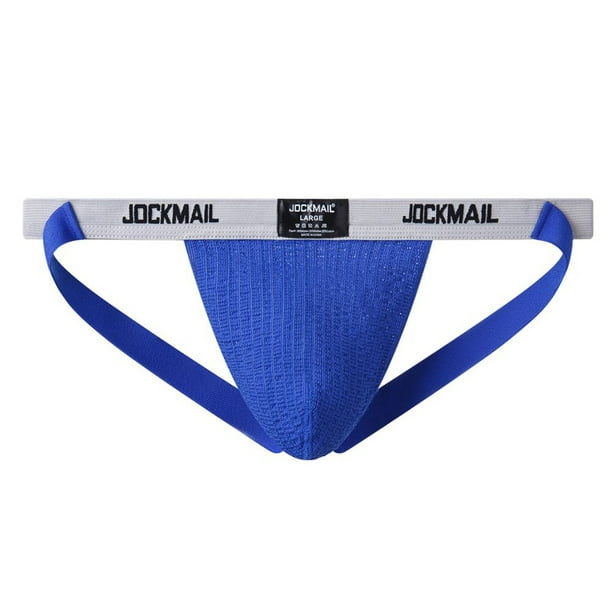 DNDKILG Mens Jock Straps Sexy TBack Thong Underwear Blue XL