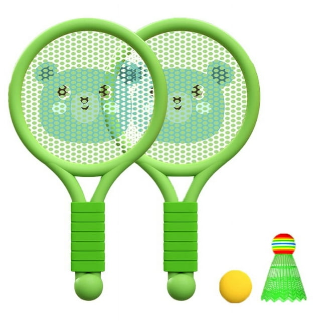 Raqueta de bádminton para niños, raqueta de bádminton ligera, juego de juguetes para niños de 3 a 7 años, niñas, interior y exterior, oso verde