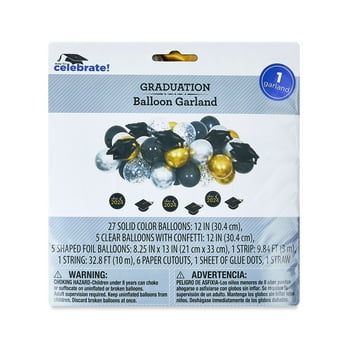 Graduation 2024 Gold, Silver & Black Latex Balloon Garland Party Supply Set by Way To Celebrate