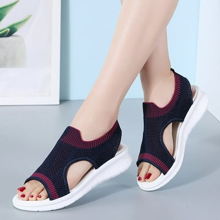 

Christmas Women Open Toe Breathable Comfort Hollow Out Casual Wedges Mesh Shoes Sandals