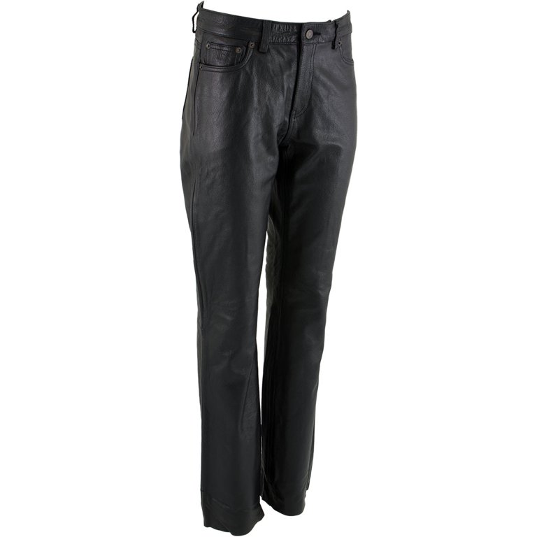 Womens Leather Motorcycle Pants - Black