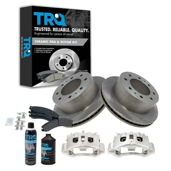 Rear Semi-Metallic brake Pad, Rotor & Caliper Kit w/Fluids for Chevy BKA18610 Fits select: 2011-2019 CHEVROLET SILVERADO, 2011-2019 GMC SIERRA