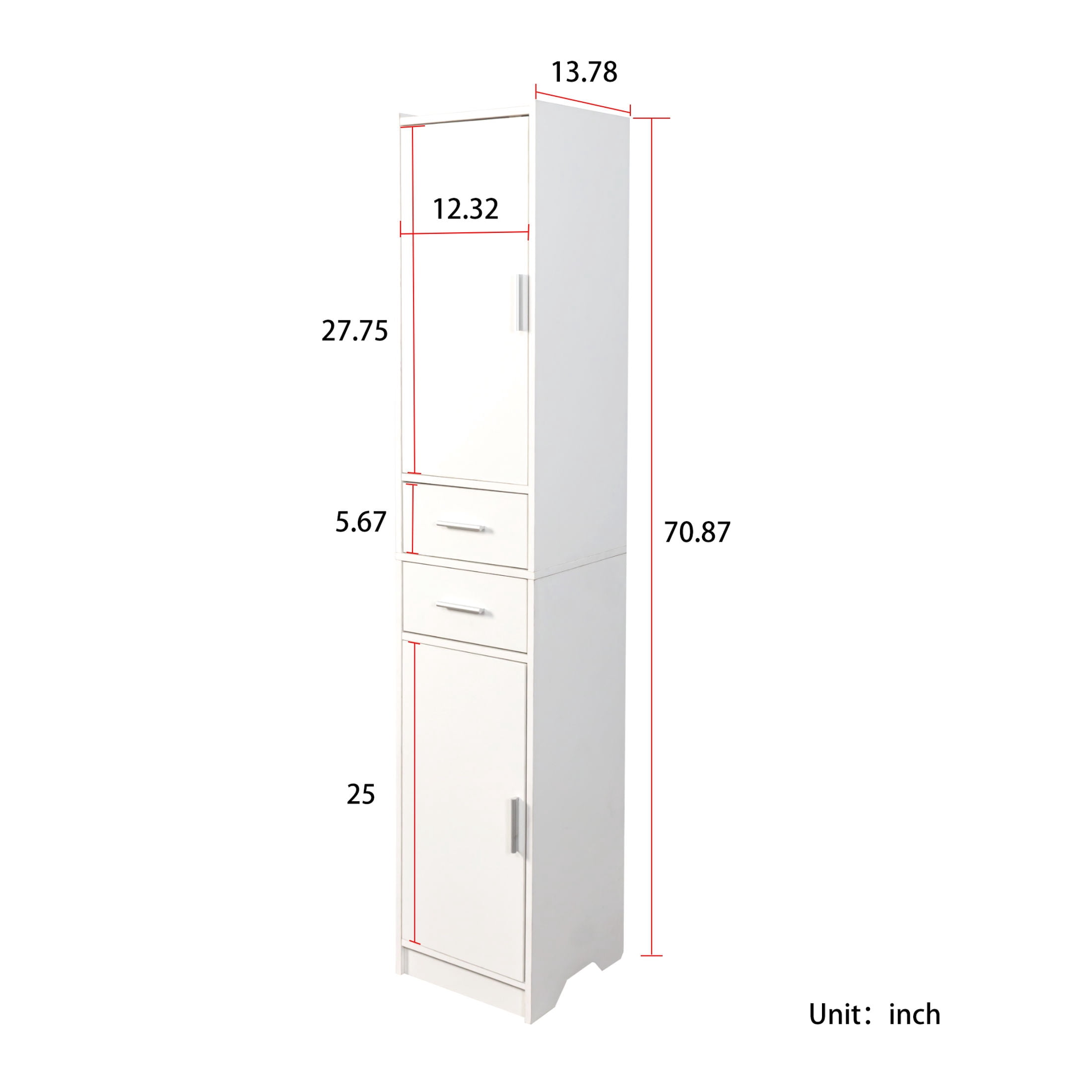 Noble House 70.87" Tall Bathroom Storage Cabinet with Doors & Drawers, Slim Freestanding Storage Organizer, White