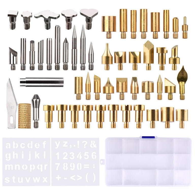  23pcs Wood Burner Tips Set Pyrography Brass Wood Burning Tip  for Wood Soldering Carving Embossing Woodburning Accessories