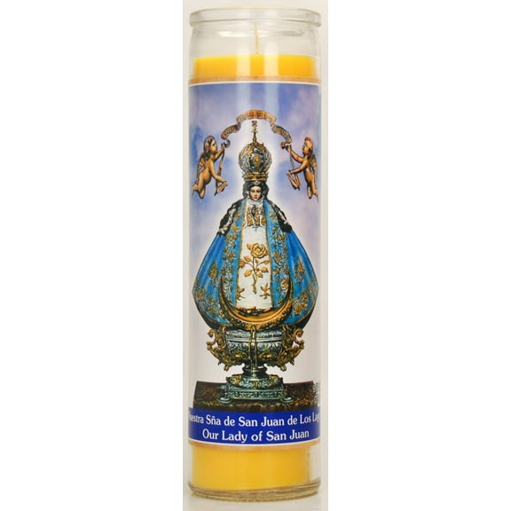 Prayer Candle St Juan De Los Lagos Yellow Wax, 8 Inch
