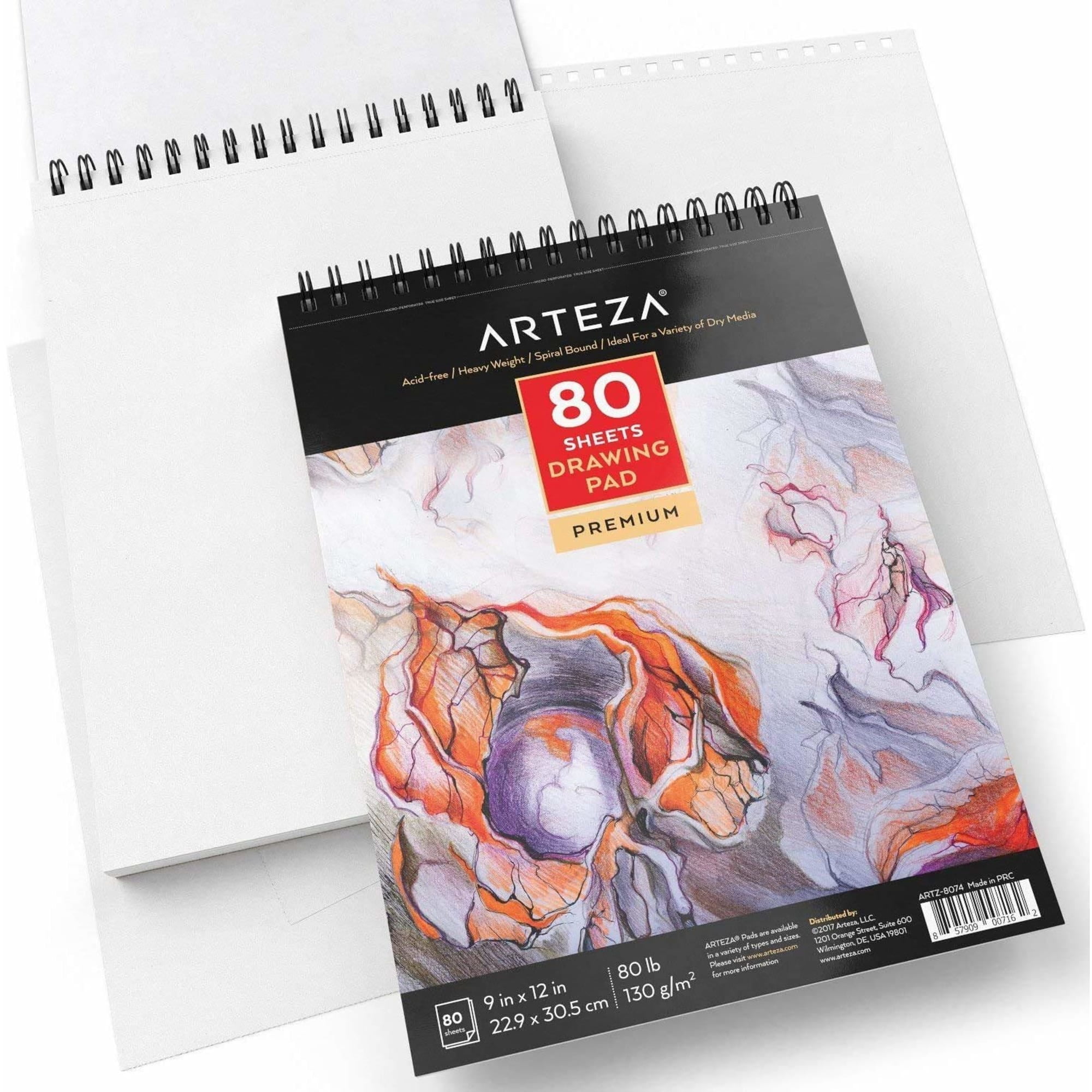 Arteza 9" x 12" Drawing Paper Pad, 80 Sheets, Set of 2