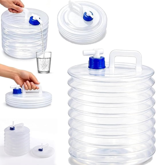 Collapsible Water Container with Spigot, BPA-Free Portable Water Jug for Camping Hiking RV Travel, Leak-Proof Space-Saving Storage Carrier