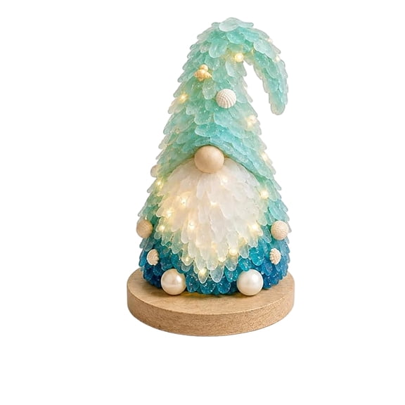 DIY 3D Gnome Sea Glass Art Kit, Coastal & Christmas Collection with LED Lights, Sea Glass Craft Kit for Adults, Ocean Animal and Holiday Tabletop Decor, Creative Handmade Gift
