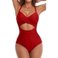 thumbnail image 3 of SOMER Women's Swimsuits One Piece Bathing Suit for Women Tummy Control Cutout High Waisted Bathing Suit Wrap Tie Back 1 Piece Swimsuit, 3 of 11