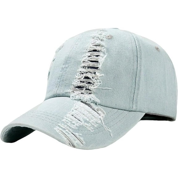 Zhengup Women's Ripped Denim Baseball Caps Adjustable Dad Hat Casual Sun Hats