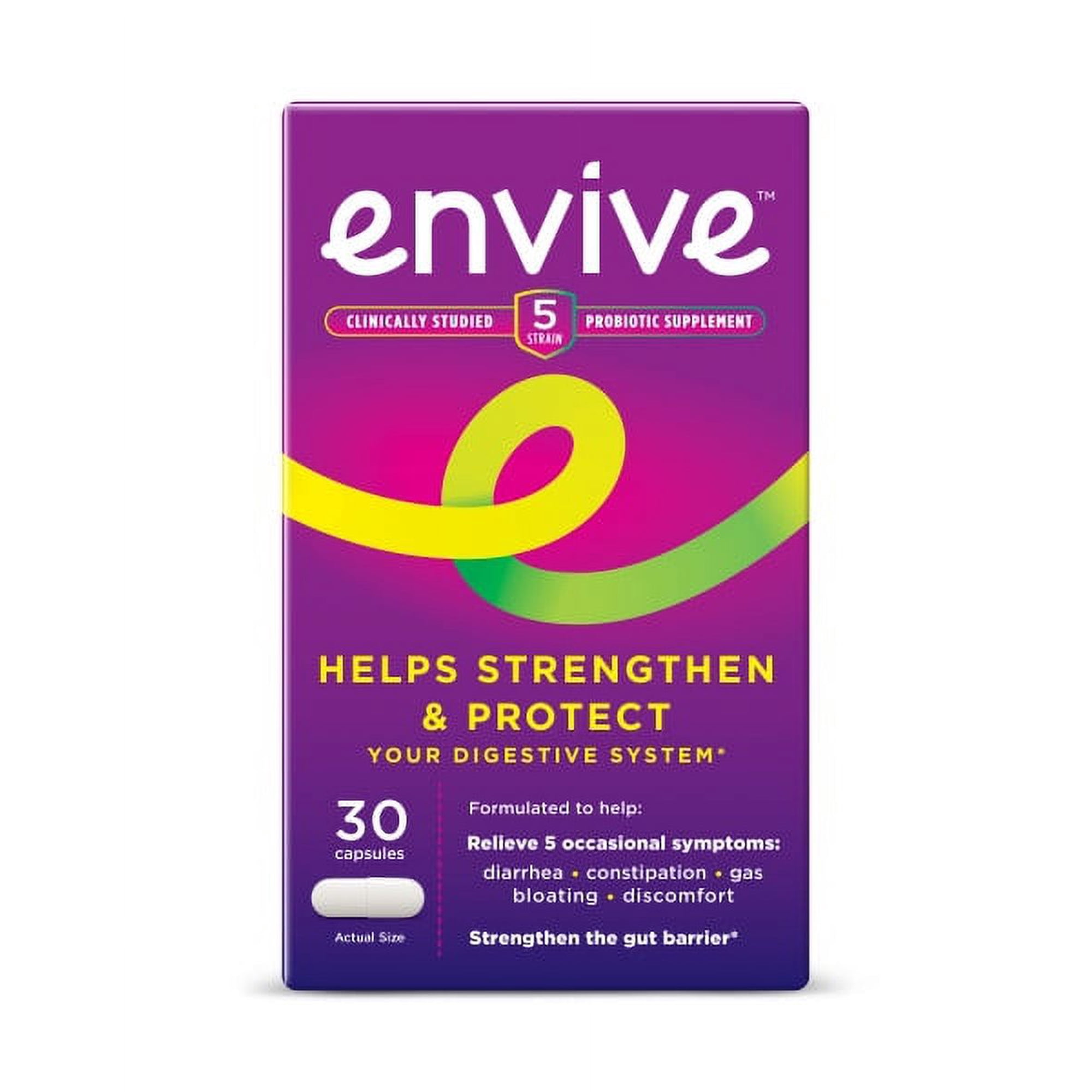 ENVIVE Daily Probiotic Supplement for Men and Women, Helps Strengthen and Protect the Digestive System*, 30 Capsules