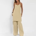 thumbnail image 2 of Conjunto de Pantalones Cortos de Verano con Cuello en V, Blusa sin Mangas Y Pantalones de Bolsillo Sueltos, Traje Casual de 2 Piezas para Mujeres, Conjunto de Mezcla de Algodón de Lavado a Mano, 2 of 9