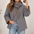 thumbnail image 7 of Alkepwun Detachable Hooded Jackets for Women Plaid Lining Inside Hood and Cuffs Zip Up Snap Button Loose Fit Casual Jacket with Pockets for Daily Wear Outdoor Activities, 7 of 7