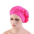 thumbnail image 2 of Jiaroswwei Women Solid Satin Stylish Elastic Silk Sleep Hat Hair Care Bonnet Head Lace Wrap, 2 of 8