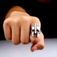 thumbnail image 4 of K-KED Warrior Scratch Scar Helmet Ring Stainless Steel Spartan Mask Men's Biker Ring-12, 4 of 6