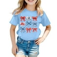 thumbnail image 4 of MIXUE Toddler Girls Tops & T-Shirts Summer Fourth Of July Independence Day Bowknot Print Round Neck Short Sleeve Casual Party T Shirts Activewear,Blue,4-5 Years, 4 of 4