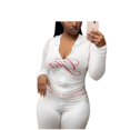 thumbnail image 2 of Women Printed Hoodie Set Long Sleeve Thumb Hole Top Flared Pants Outfit, 2 of 4