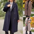 thumbnail image 2 of Women's Woolen Coat Autumn Winter Double-breasted Lapel Overcoat Loose-fit Solid Color Warm Long Coat for Office Daily Wear, 2 of 7