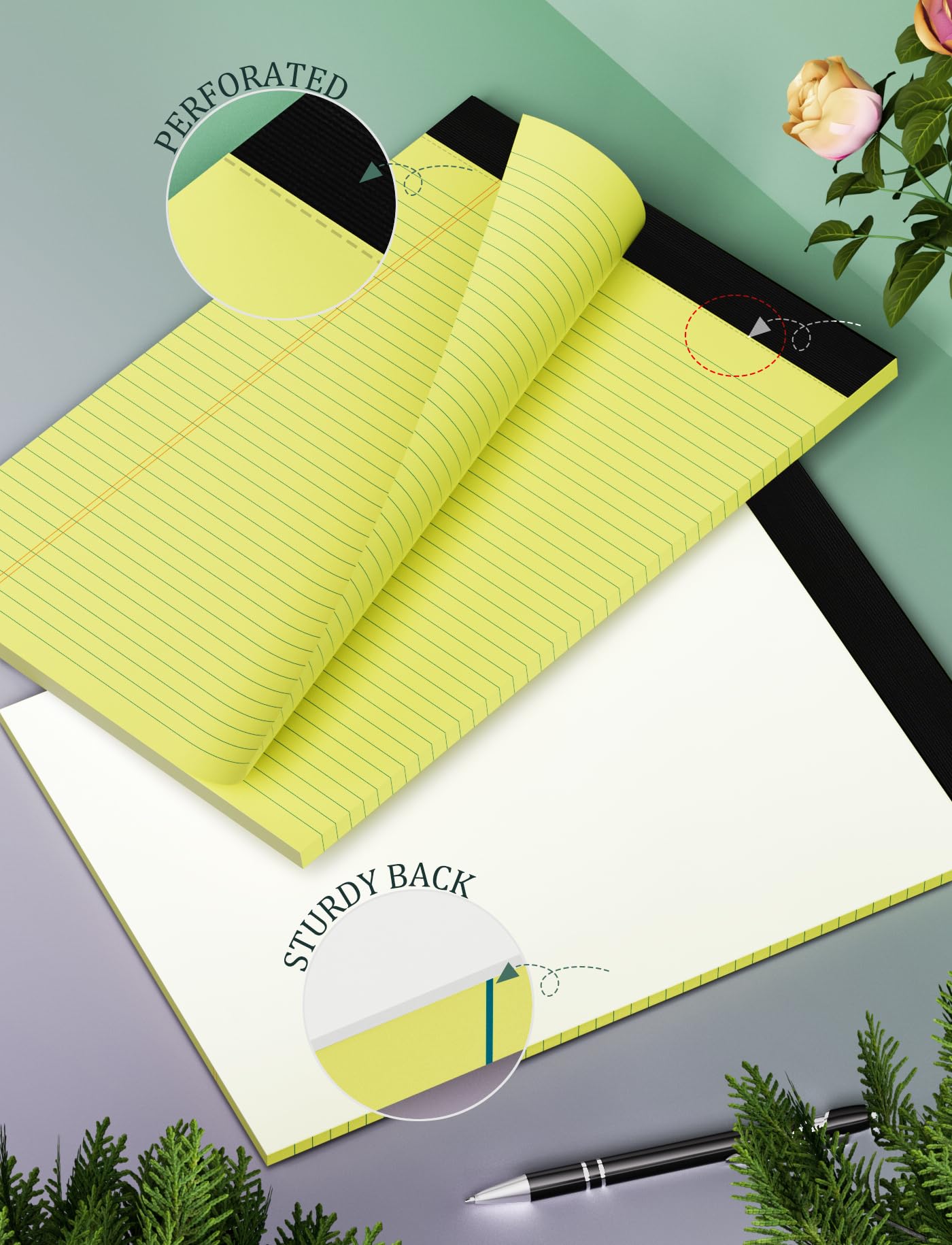 24 Pack Yellow Legal Pads 8.5 X 11 Letter Size Lined Writing Note Paper 8.5 11 College Ruled Pad Tablets 8.5 11 30 Sheets Per Notepads