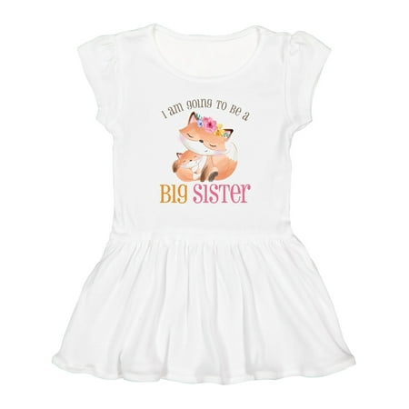 

Inktastic I Am Going to Be a Big Sister - Floral Fox Girls Toddler Dress