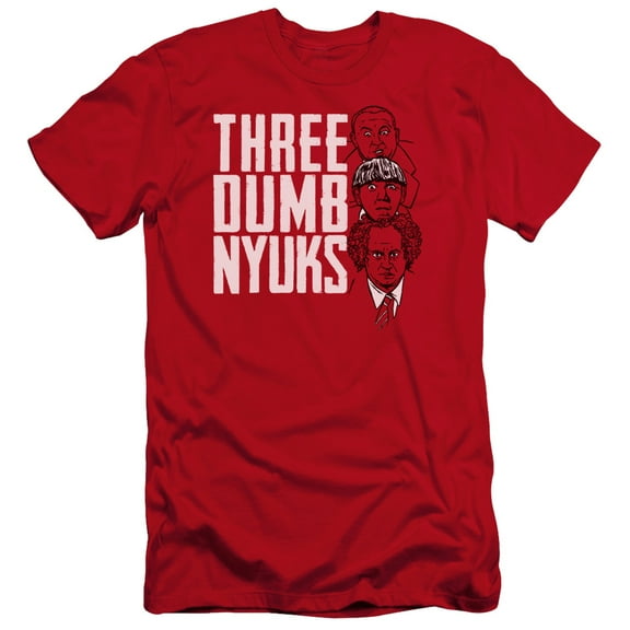 Three Stooges Three Dumb Nyuks Premium Canvas Adult Slim Fit 30/1 T-Shirt Red