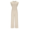 thumbnail image 4 of Byworldtasic Women's Summer Pants Dressy Casual Jumpsuits One Piece Outfits Sleeveless Wide Leg Rompers, 4 of 5
