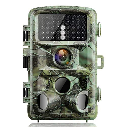 Trail Game Camera 14MP 1080P Night Vision Waterproof Hunting Scouting Cam for Wildlife Monitoring with 120°Detecting Range Motion Activated 2.4" LCD IR LEDs 3 PIR