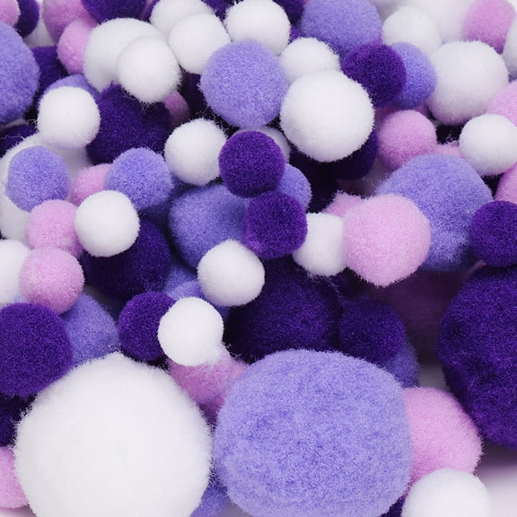 Fuzzy Pom Poms Balls, 120 Pcs Assorted Sizes Mini PomPoms for Crafts Jewelry Making Purple Series