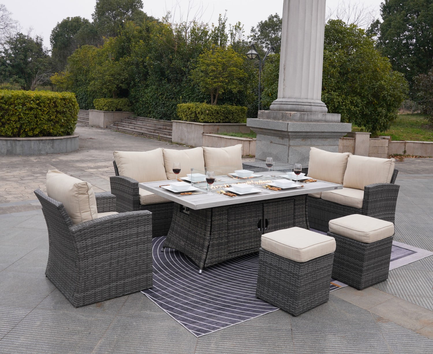 Monument 9pc cube rattan garden furniture set hot sale