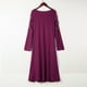 thumbnail image 5 of Vestido midi de manga larga con bolsillos con cuello en V y cremallera ahuecados para mujer Abanopi Morado/Medio, 5 of 7