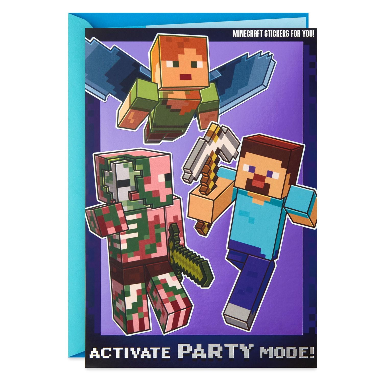 Hallmark Minecraft Birthday Card for Kids with Stickers
