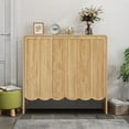 thumbnail image 3 of ORRD Sideboard Buffet Cabinet Set of 2, Accent Storage Cabinet with 2 Doors, Farmhouse Wood Cabinet with Adjustable Shelves and Wave Panel for Living Room, Dining Room, Entry - Natural, 3 of 9