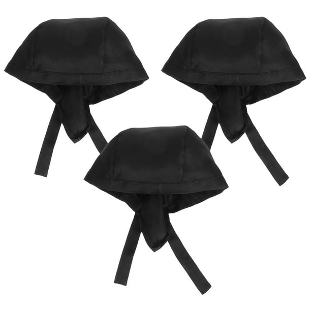 3 Gorros de chef de moda, gorros de cocina, turbantes, gorros de cocina (negros)