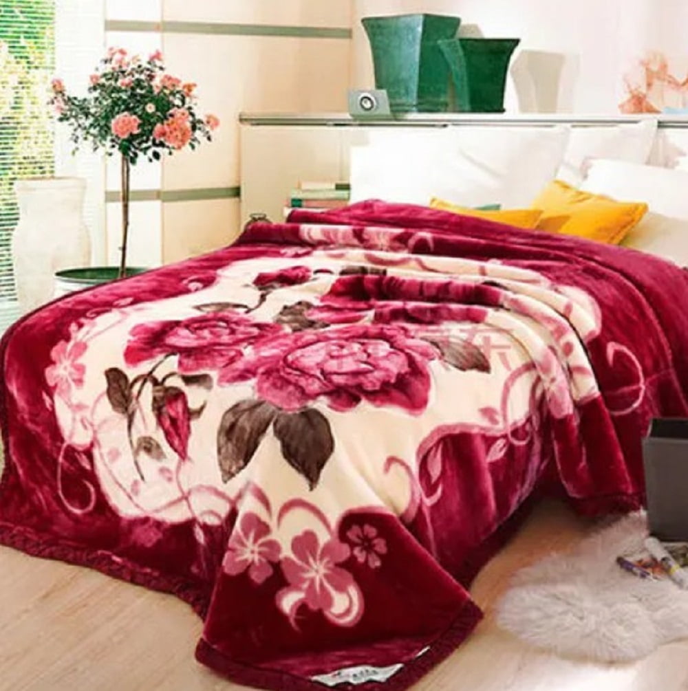 Floral Pattern 2ply Heavy Blankets 4kg Super Soft Warm Cosy Thick Fleece Blanket 