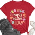 thumbnail image 5 of Maqroz Happy Easter Shirt for Women Cute Easter Eggs Graphic Tees Round Neck Short Sleeve T-shirt Casual Loose Tops, 5 of 7