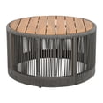 thumbnail image 5 of Outdoor Rattan Round Coffee Table, All-Weather A-cacia Wood Side Table, Handcrafted Coastal Furniture for Patio, Poolside, Garden, Grey, 5 of 9