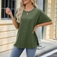 thumbnail image 4 of Camiseta informal de mujer de color liso, cuello redondo y manga corta holgada - Poliéster, ropa de verano - Tallas S-XXL, estampado, 4 of 7