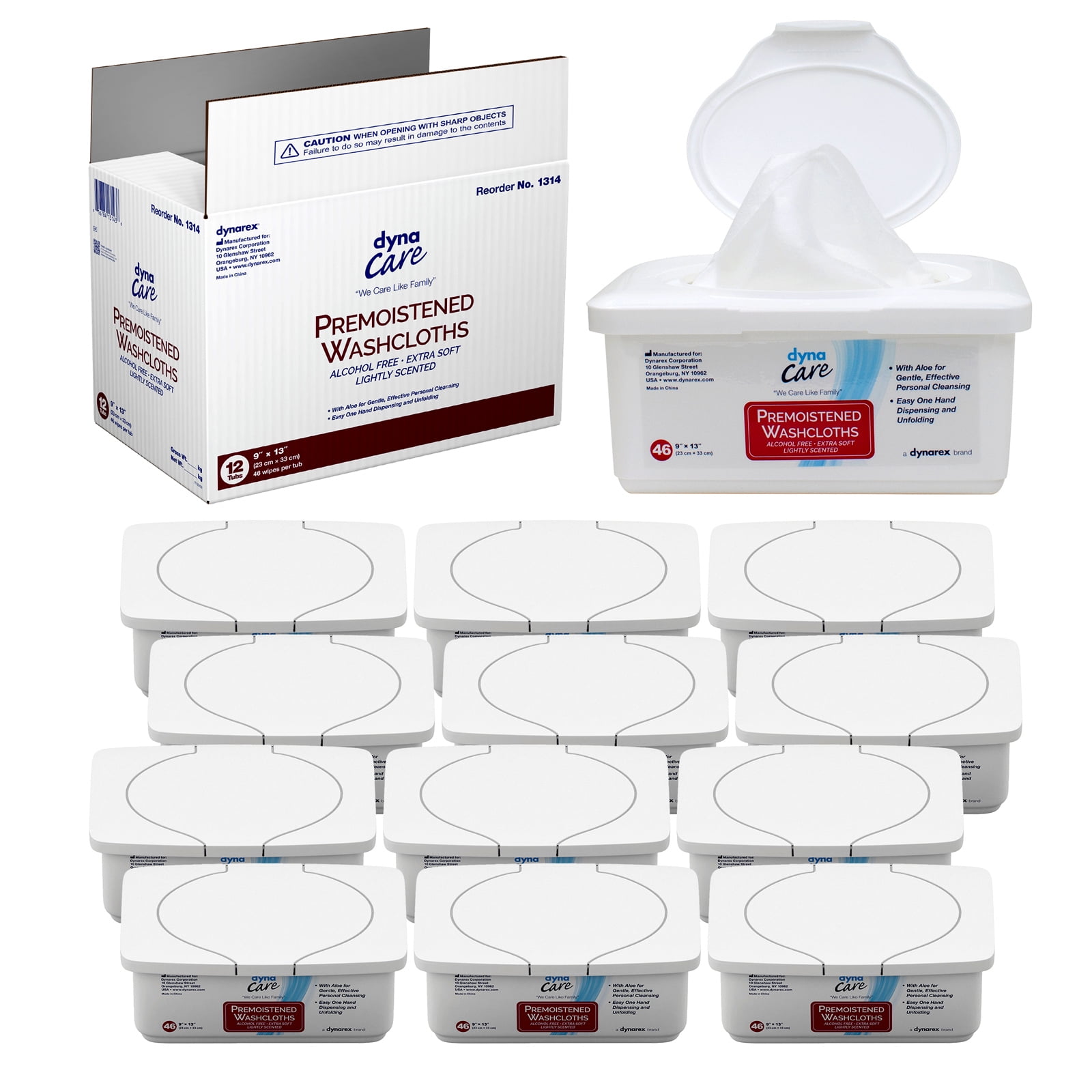 DynaCare Personal Cleansing Wipe 9 x 13" 1314, 12 Pack 552 Wipes