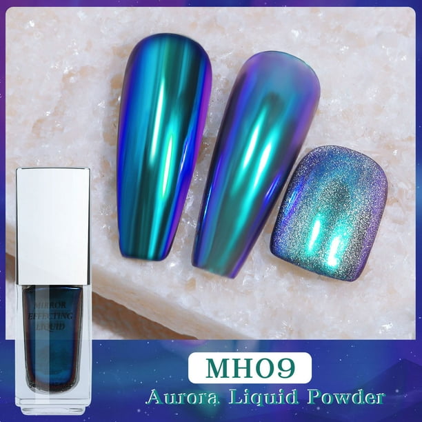 Polvo líquido de espejo para realzar las uñas, polvo de espejo europeo para realzar las uñas sin volar, 5 ml
