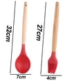 thumbnail image 2 of Los utensilios de cocina antiadherentes del silicón fijaron con la manija de madera dura natural del acacia, 2 pedazos, sin BPA, 2 of 5