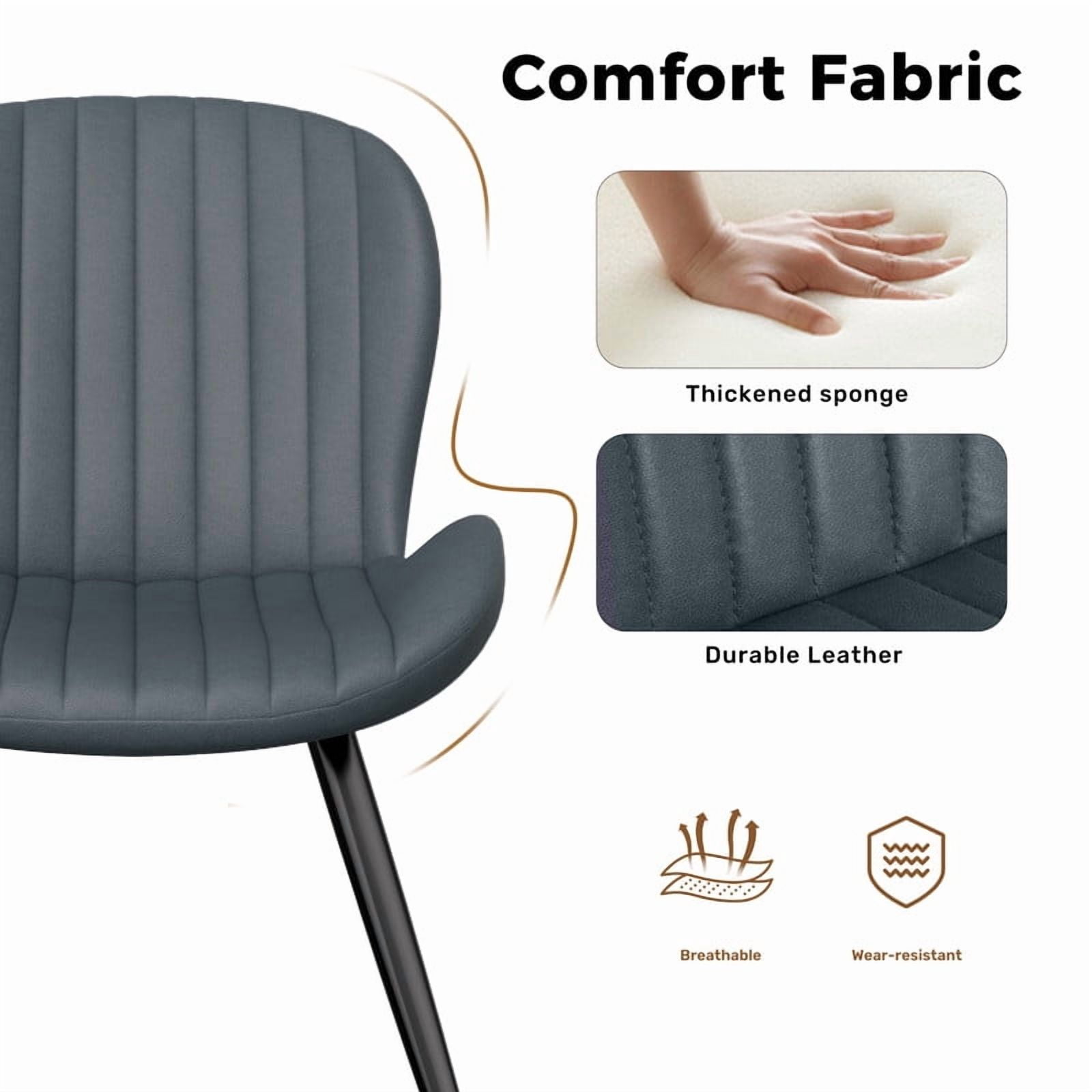 Daluvenix Modern Dining Chairs Set of 4 Upholstered Comfy Fabric Kitchen & Dining Room Chairs with Metal Legs & Thick Cushions for Living Room, Dark Grey